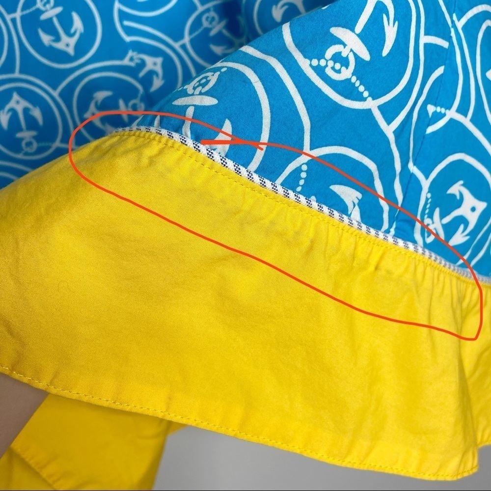L.L. Bean Blue & Yellow Anchor Print Nautical Sailor A Line Flare Skirt - Picture 5 of 10